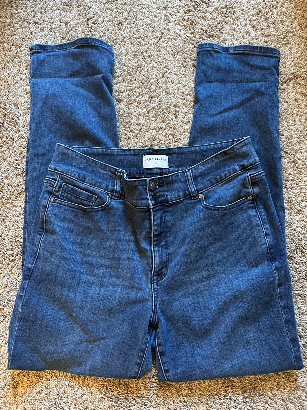 Lane Bryant Dark Blue High-Rise Slim Straight Jeans
